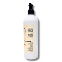 Load image into Gallery viewer, A close-up of the directions label on Curly Goddess Leave-In Conditioner, instructing how to apply for maximum hydration and frizz control.