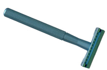 Load image into Gallery viewer, Artic Sky or light blue metal safety razor. Comes with 5 disposable blades. Great for close shaves.