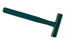 Load image into Gallery viewer, Azure or green blue metal safety razor. Comes with 5 disposable blades. Great for close shave.
