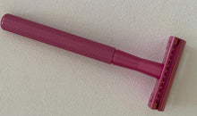 Load image into Gallery viewer, Winter Mist or pink metal safety razor. Comes with 5 disposable blades. Great for close shave.
